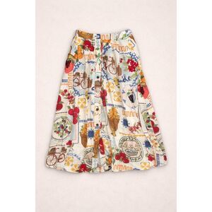 ZARA Printed Cape Skirt Midi Button Front Multicolor Size Small NEW w Tags